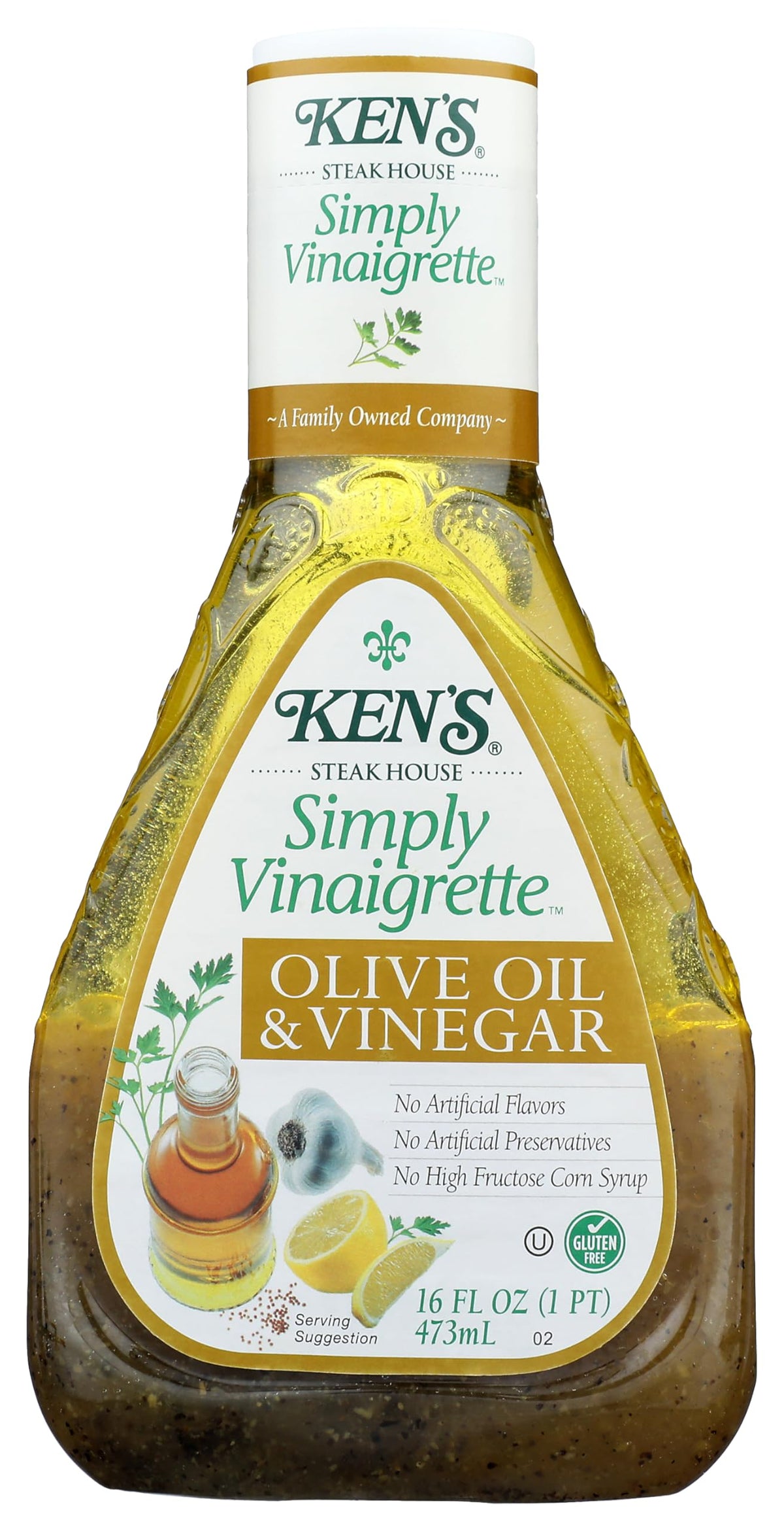 Ken's Steak House Simply Vinaigrette bottle showing simple olive oil and vinegar base for versatile salads