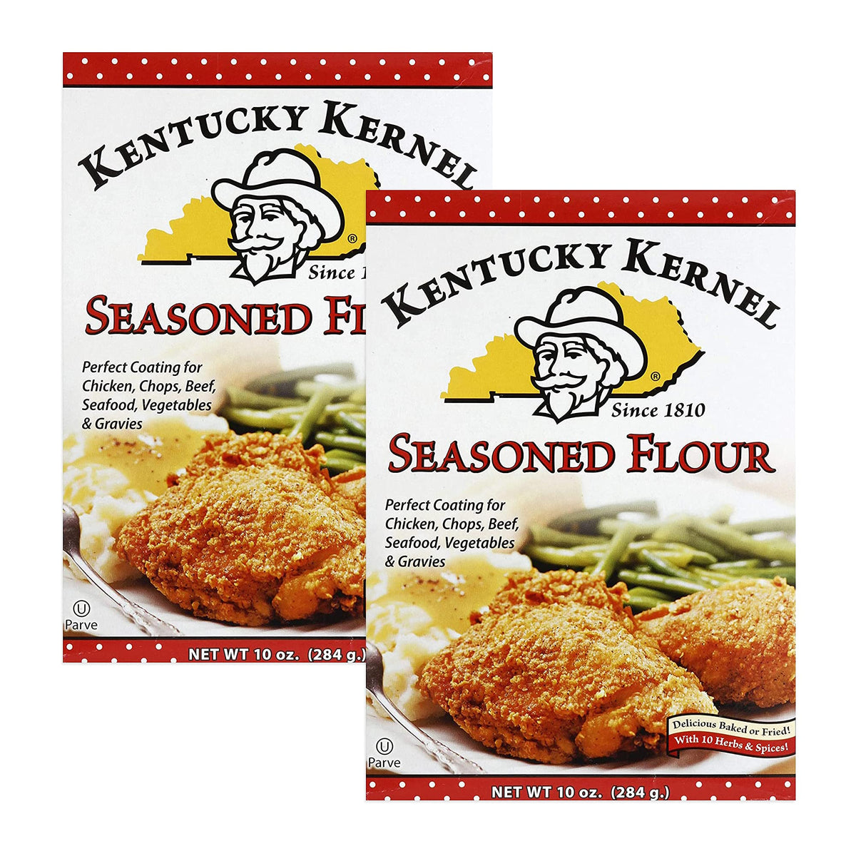 Kentucky Kernel seasoned flour bag for quick dredging and crispy coatings.