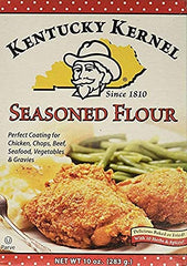 Kentucky Kernel seasoned flour in a dredge bowl for even breading.
