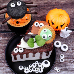 Kercky eye-shaped sprinkles on cupcakes and ice cream for a spooky look