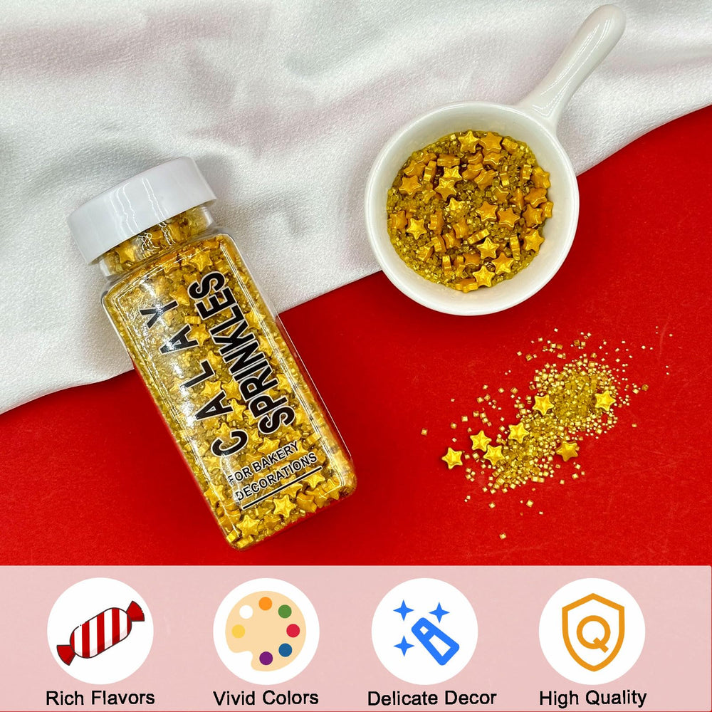 Kercky Gold Sprinkles bring festive sparkle to ice cream toppings.