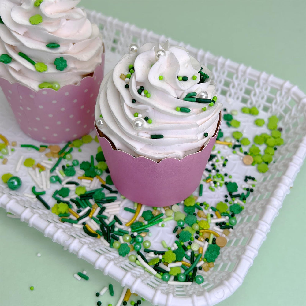 Kercky green sprinkles on cupcakes brighten treats with color and crunch