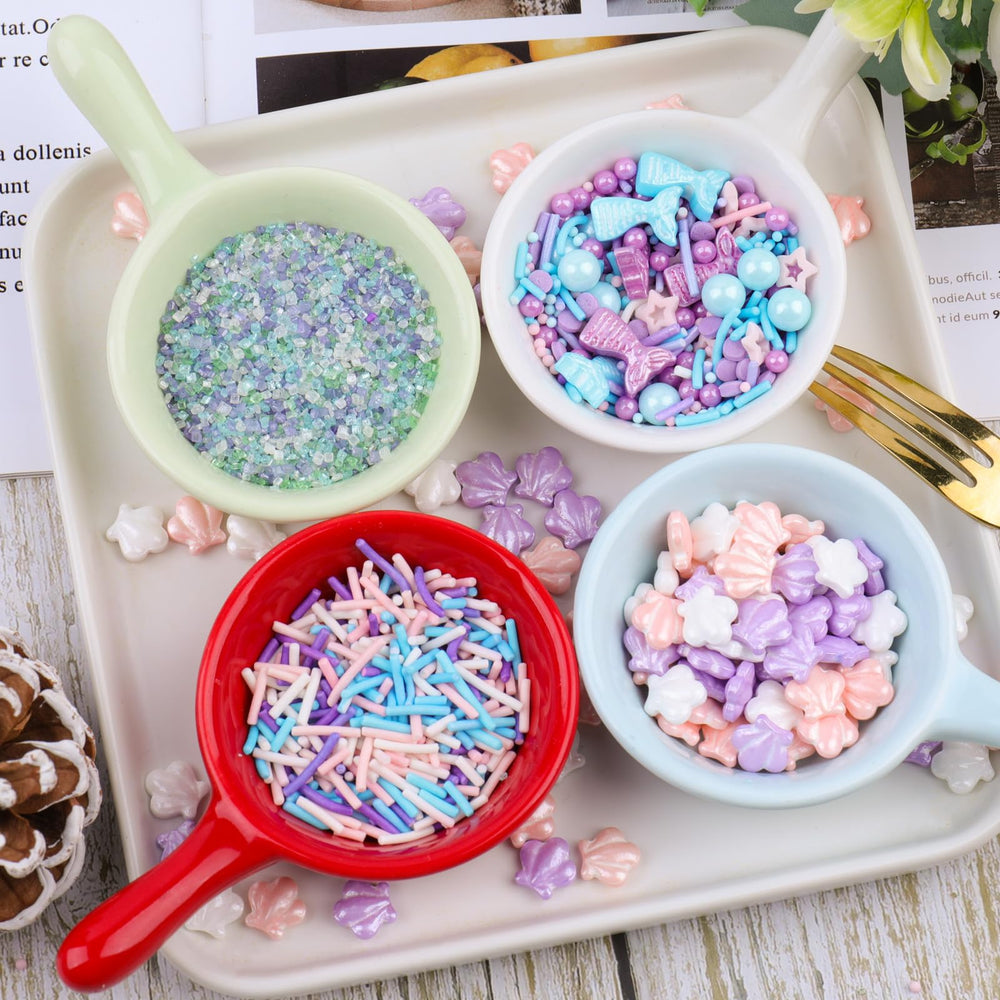 Kercky Pastel Mermaid Sprinkles individual flip-top lids prevent spills during decorating