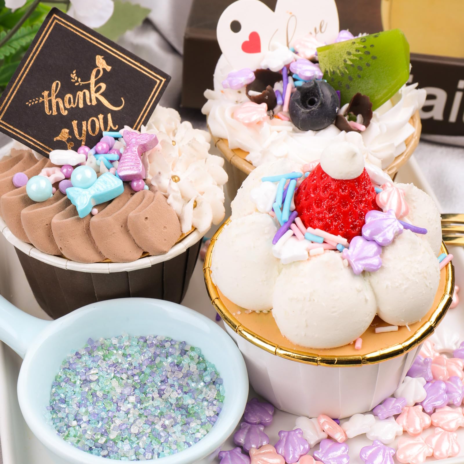 Kercky Pastel Mermaid Sprinkles seashell sprinkles enhance cookies with coastal charm