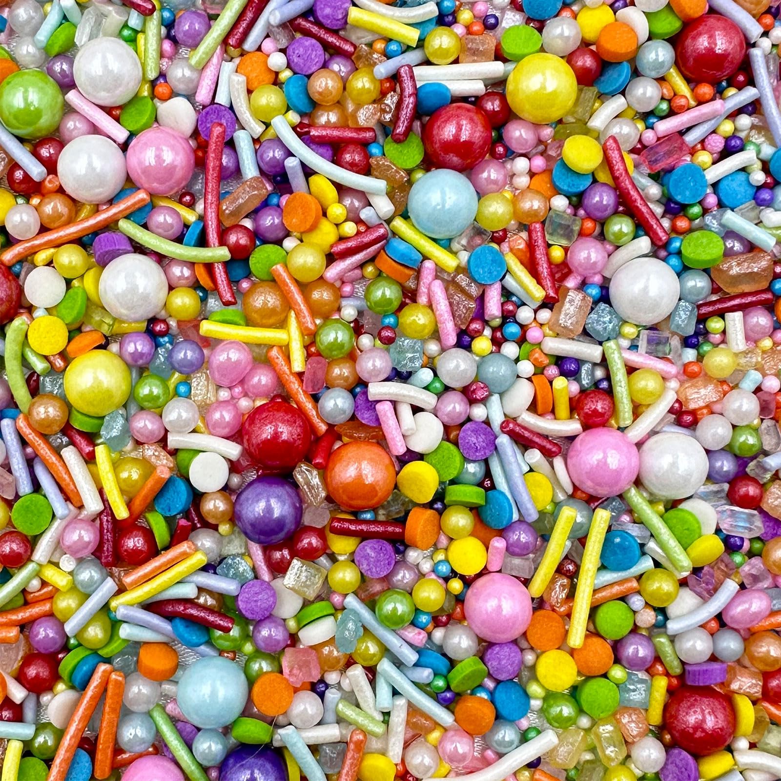 Kercky Rainbow Sprinkles bottle front view for cake decorating ideas.