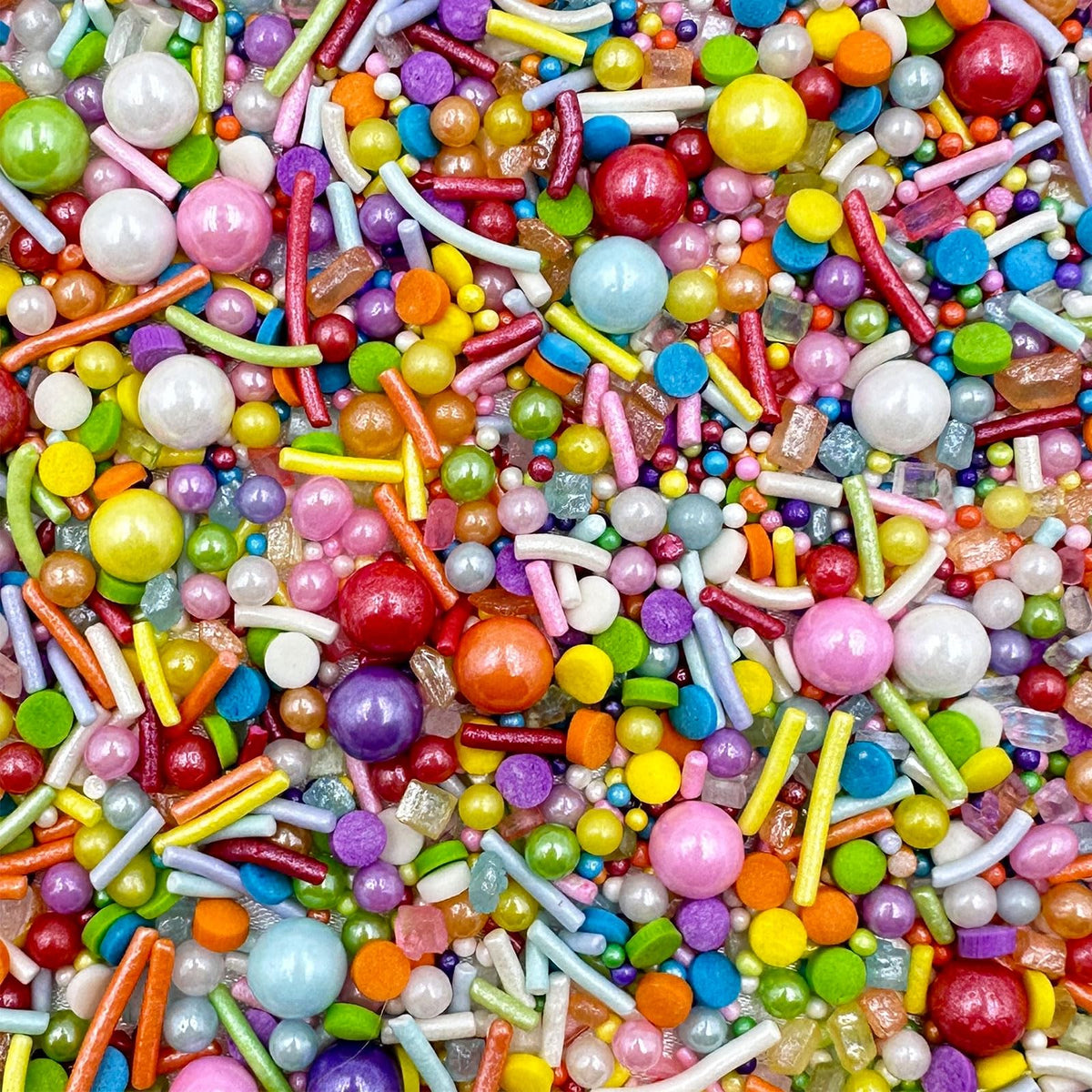 Kercky Rainbow Sprinkles bottle front view for cake decorating ideas.