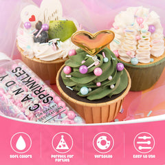 Kercky purple sprinkles highlight cookies and cupcakes for festive celebrations