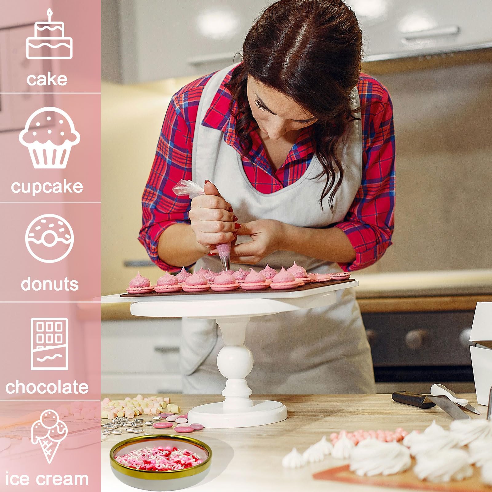 Kercky Valentine sprinkles on cookies for a sweet look