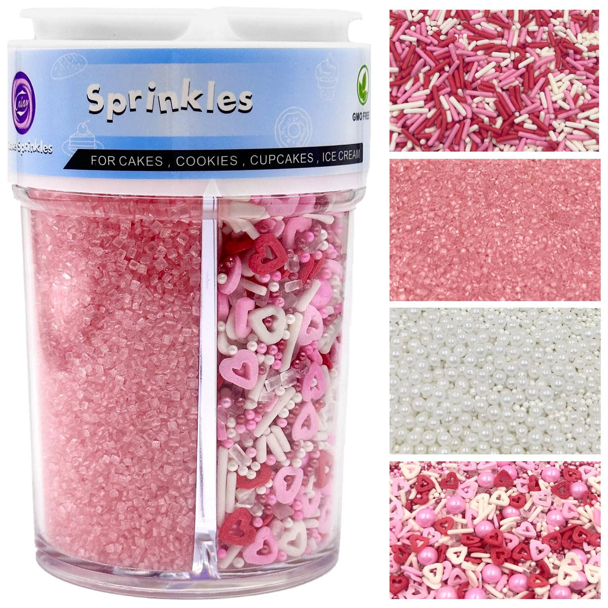 Kercky Valentines pink heart sprinkles decorate cupcakes with romance