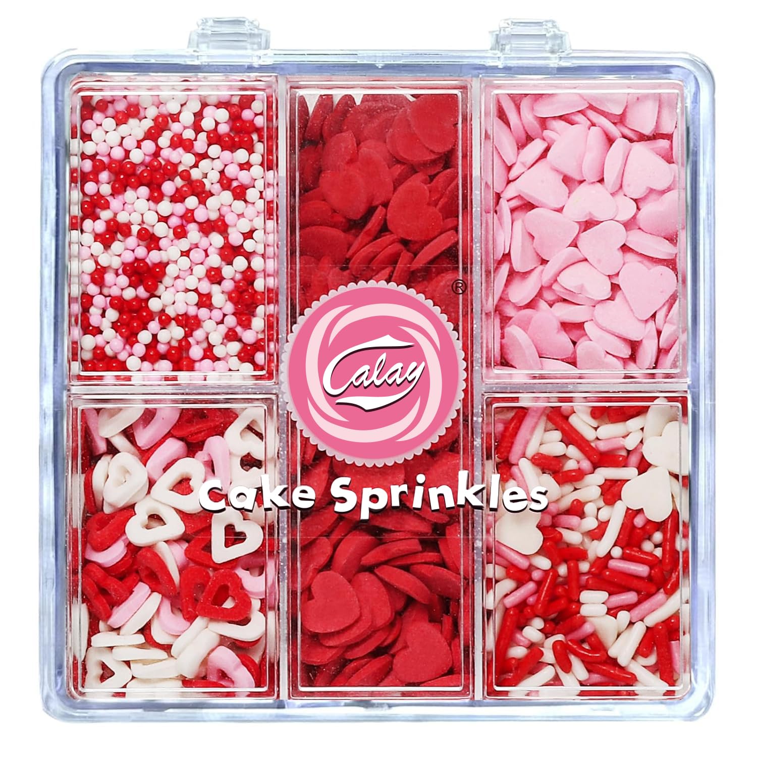 Kercky Valentines Sprinkles pink heart for festive decorating on cakes and cookies