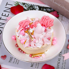 Kercky Valentines Sprinkles poured on cake showing pink, white, and gold mix for elegant treats