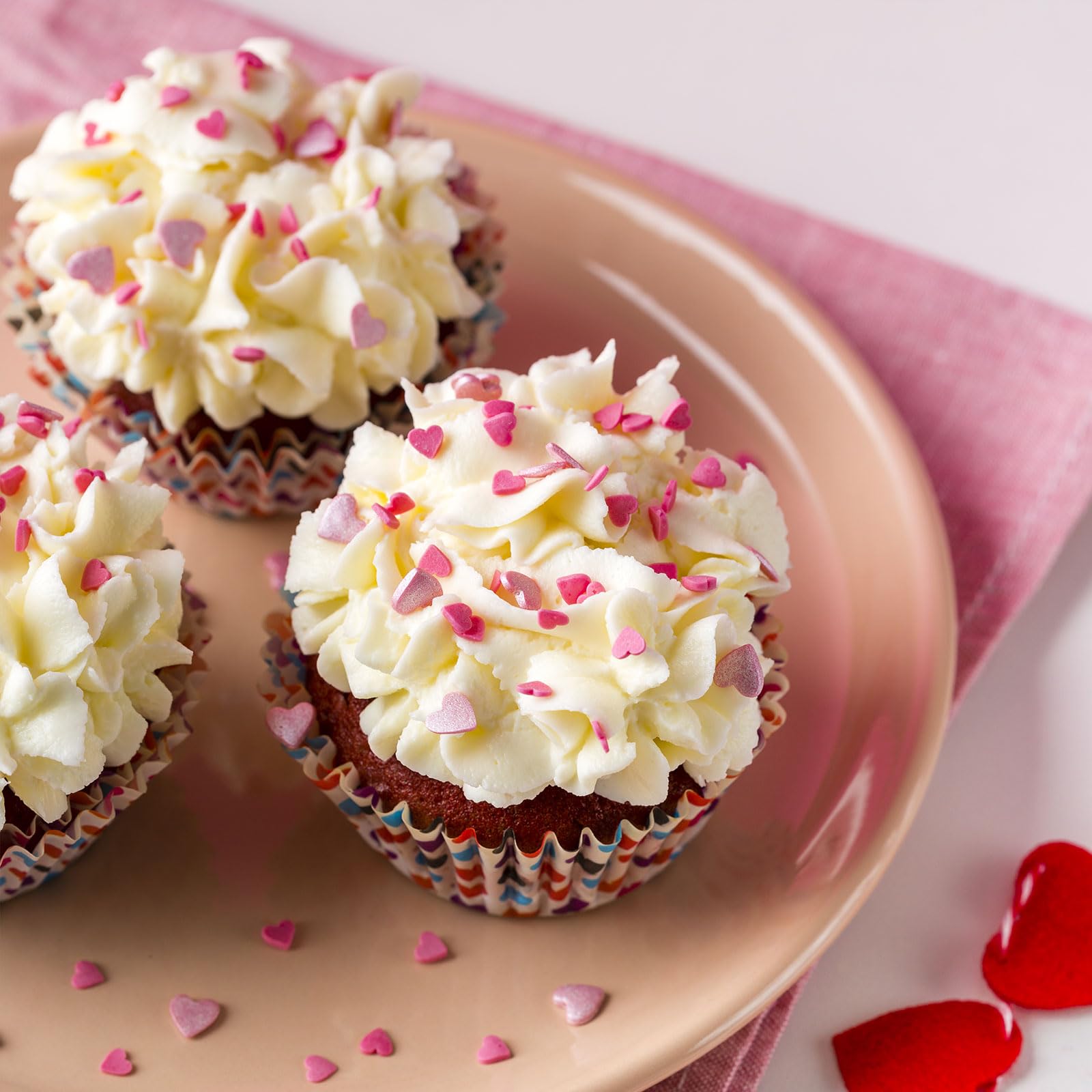 Kercky Valentines Sprinkles red heart enhances romantic desserts for cupcakes and cookies