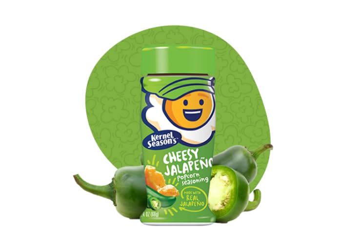 Kernel Season's five-flavor variety-pack shown, offering customizable cheese-inspired tastes.