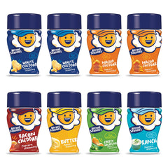 Kernel Season's mini sampler canisters shown for quick popcorn flavor variety