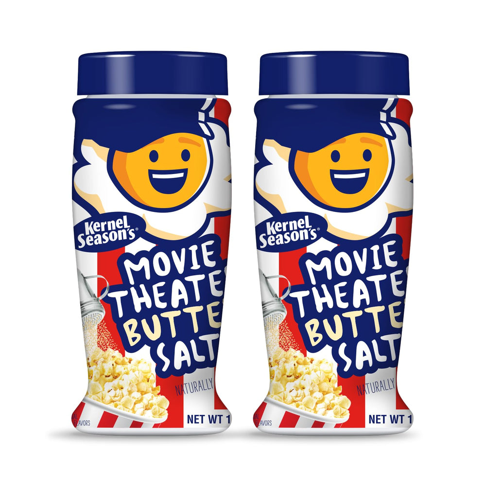 Kernel Season's Movie Theater Butter Salt bottle ready to dust freshly popped popcorn.
