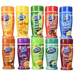 Kernel Season's popcorn seasoning sampler with 10 flavors in 2.7oz jars for home snack customization