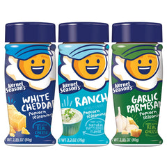 Kernel Season's White Cheddar popcorn seasoning jar adds bold flavor to popcorn.