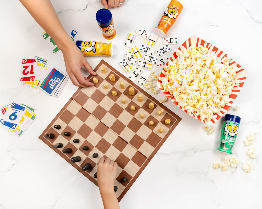 Popcorn tossed with Kernel Season's Ranch Seasoning for ranch flavor.