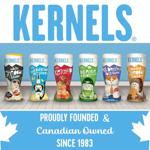Kernels Dill Pickle Popcorn Seasoning bottle front view for bold flavor.