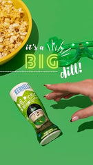 Kernels Dill Pickle Popcorn Seasoning on popcorn reveals tangy aroma.