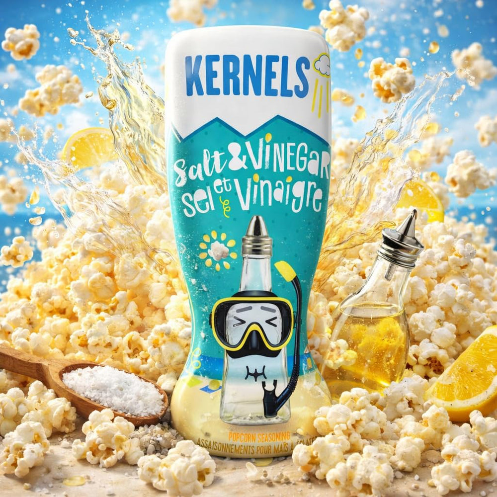 Kernels popcorn bowl ready for snack time with vibrant flavor.