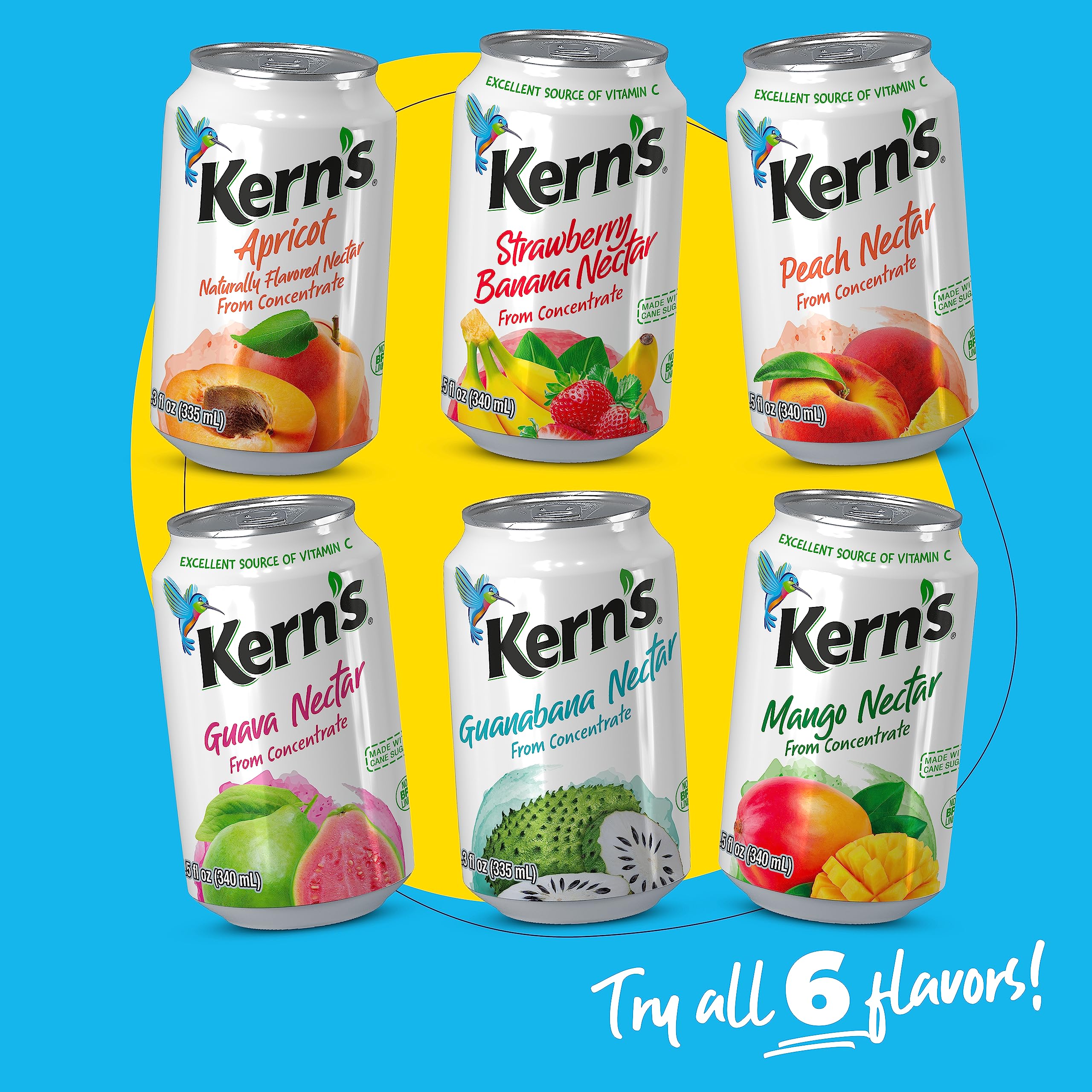 Display of Kern's 12-pack nectar, convenient bulk pack for gatherings.