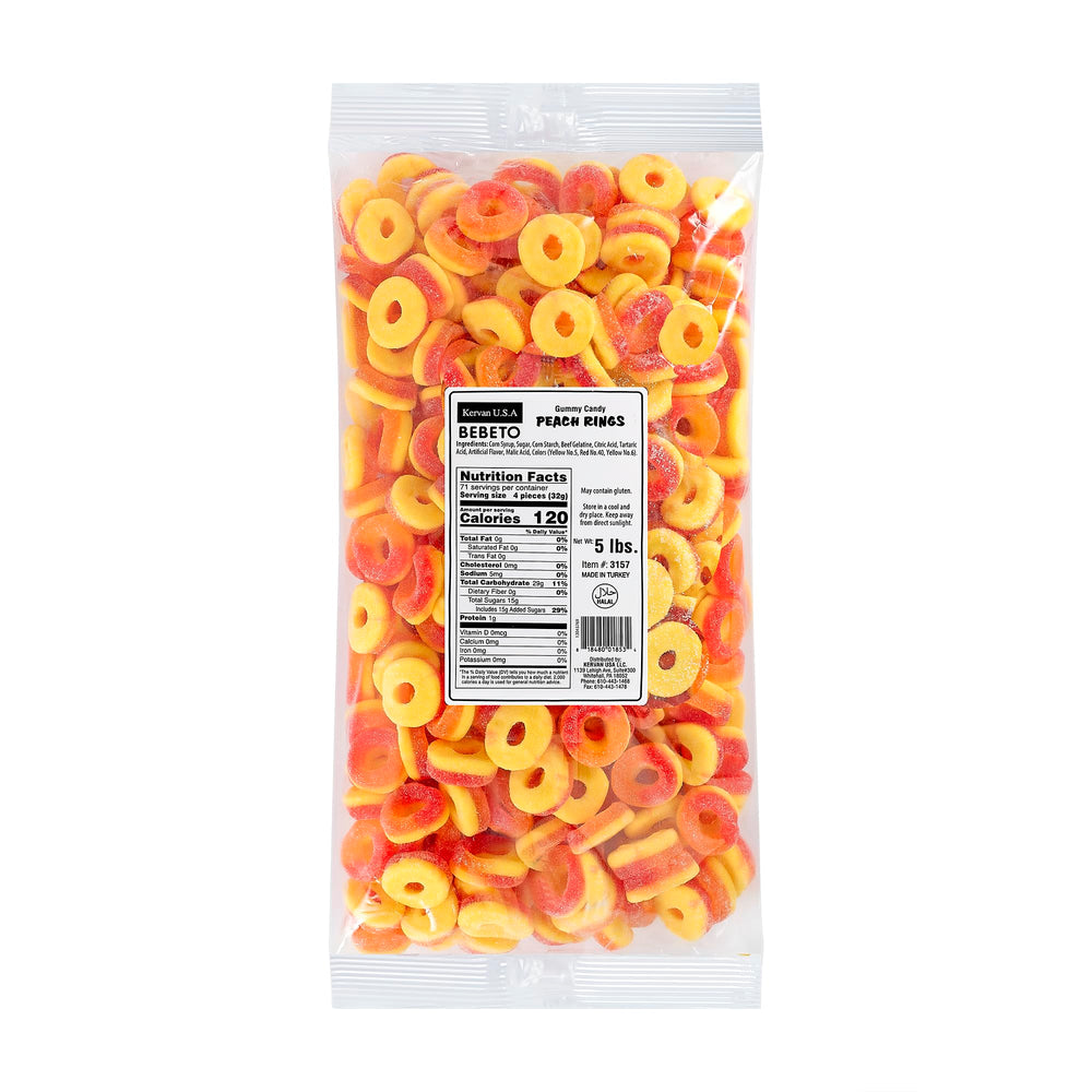 Kervan Bebeto Peach Rings bulk bag ready for party sharing