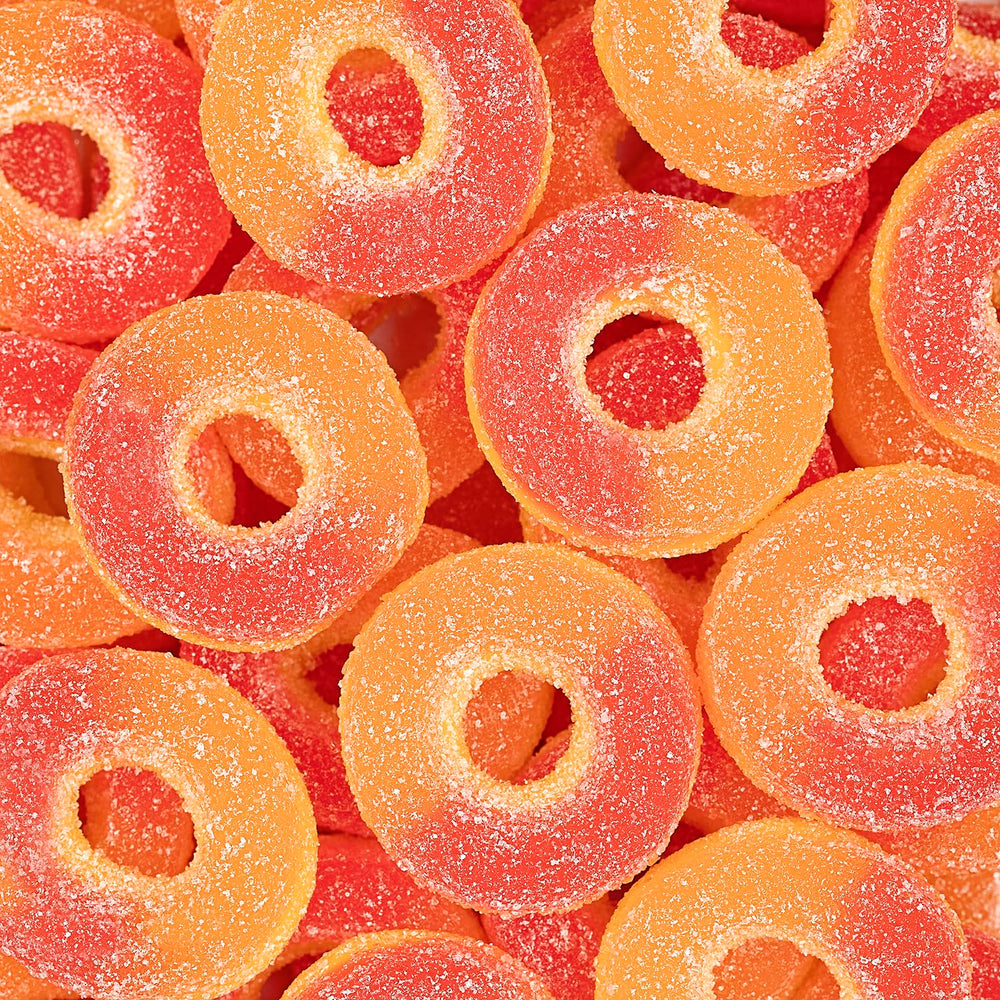 Party favors featuring Kervan Bebeto Peach Rings for celebrations