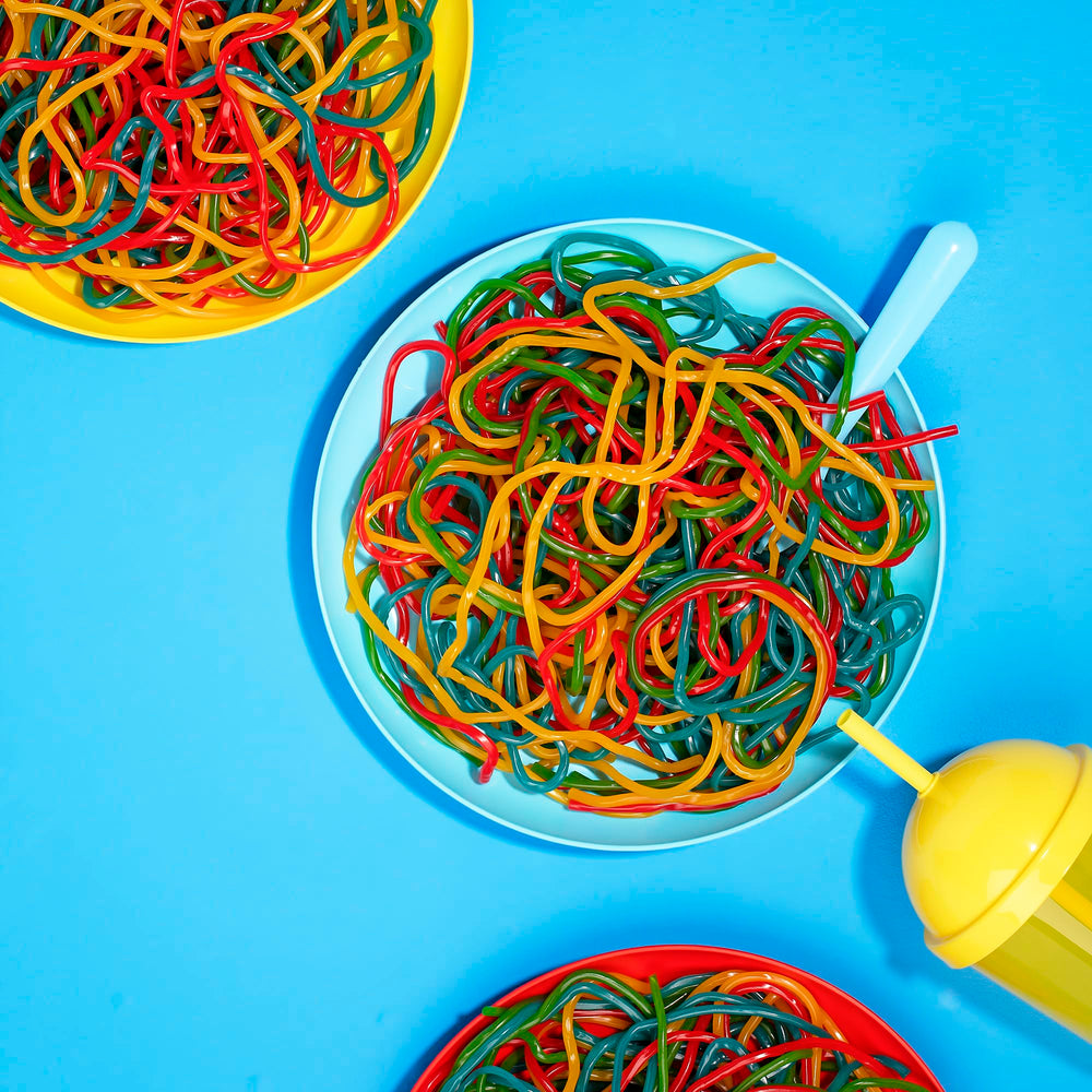 Kervan Bebeto Rainbow Laces on a dessert table