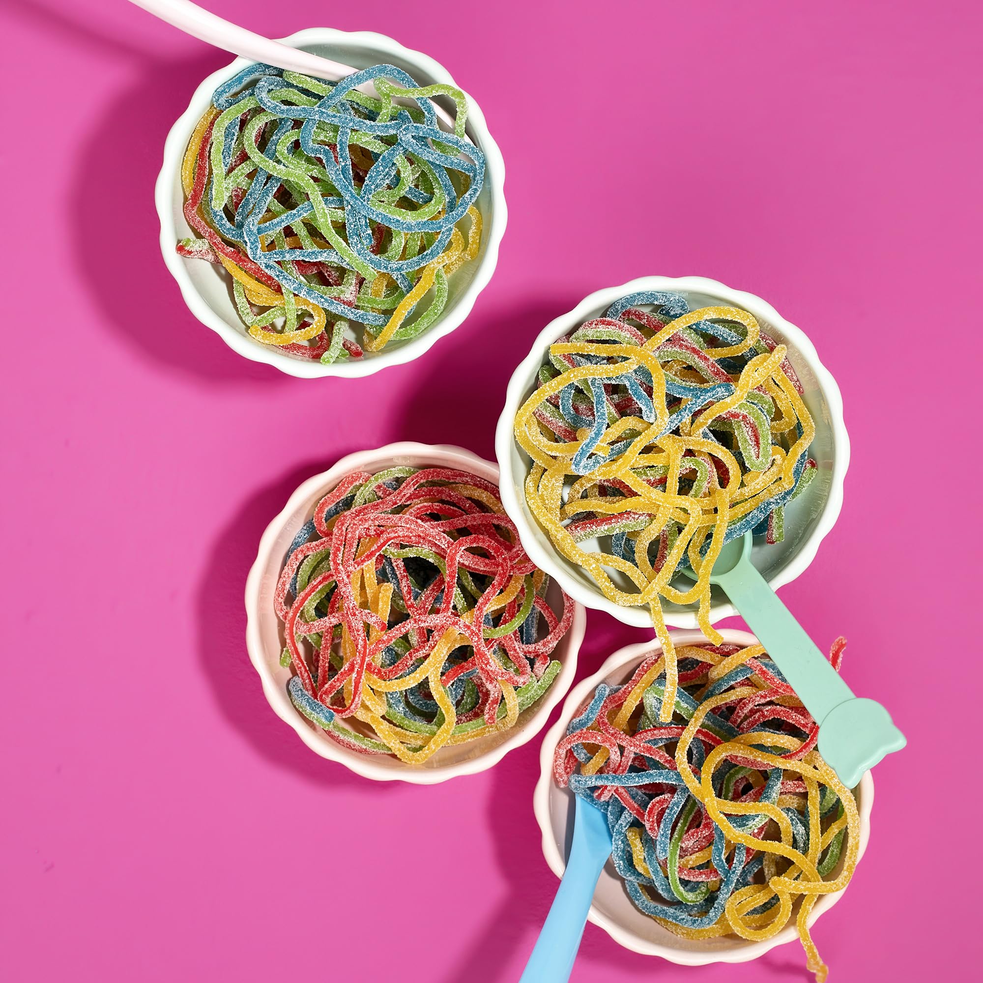 Kervan Bebeto Rainbow Laces knotting ideas for edible string art and treats.