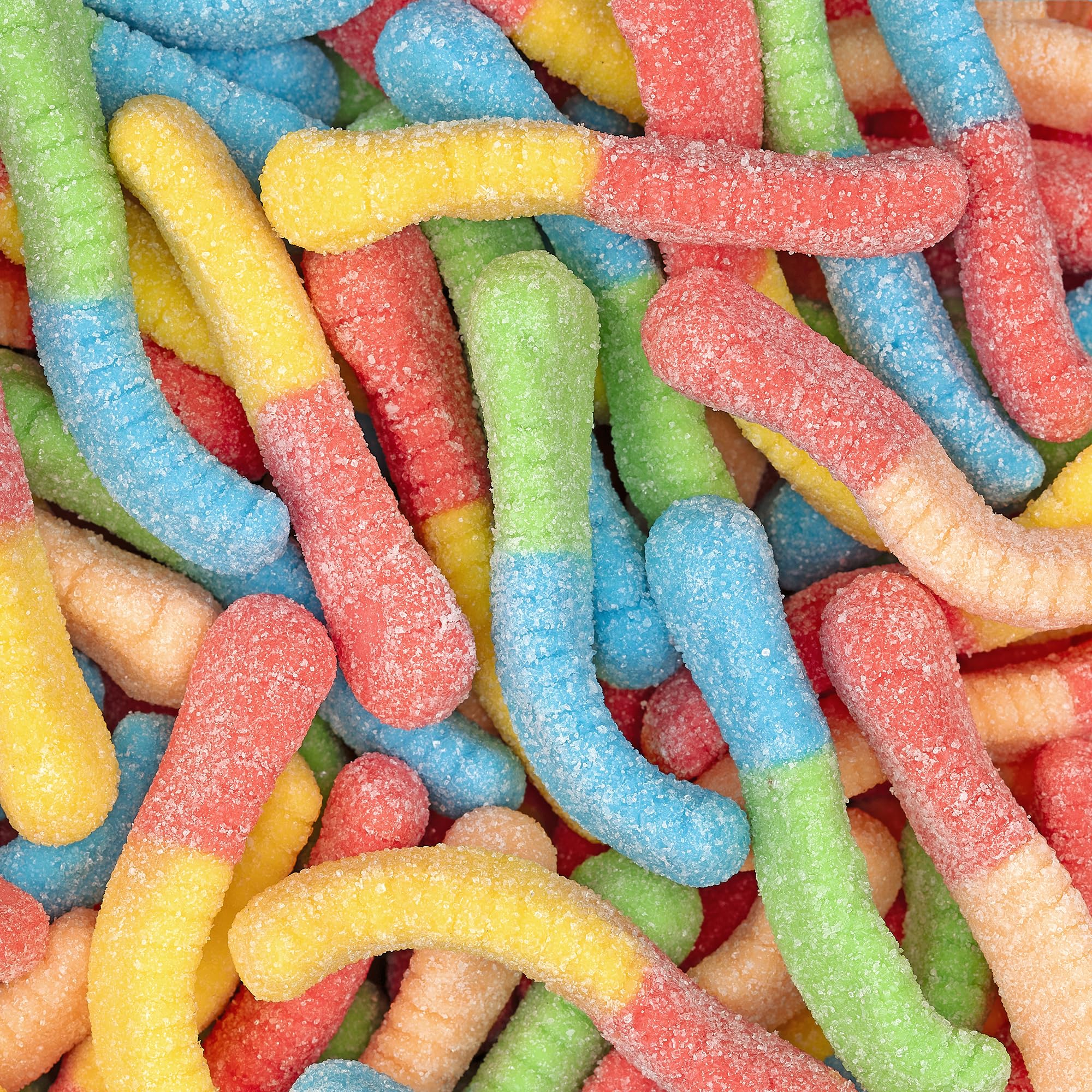 Kervan Bebeto neon worm gummies used as colorful party favors.