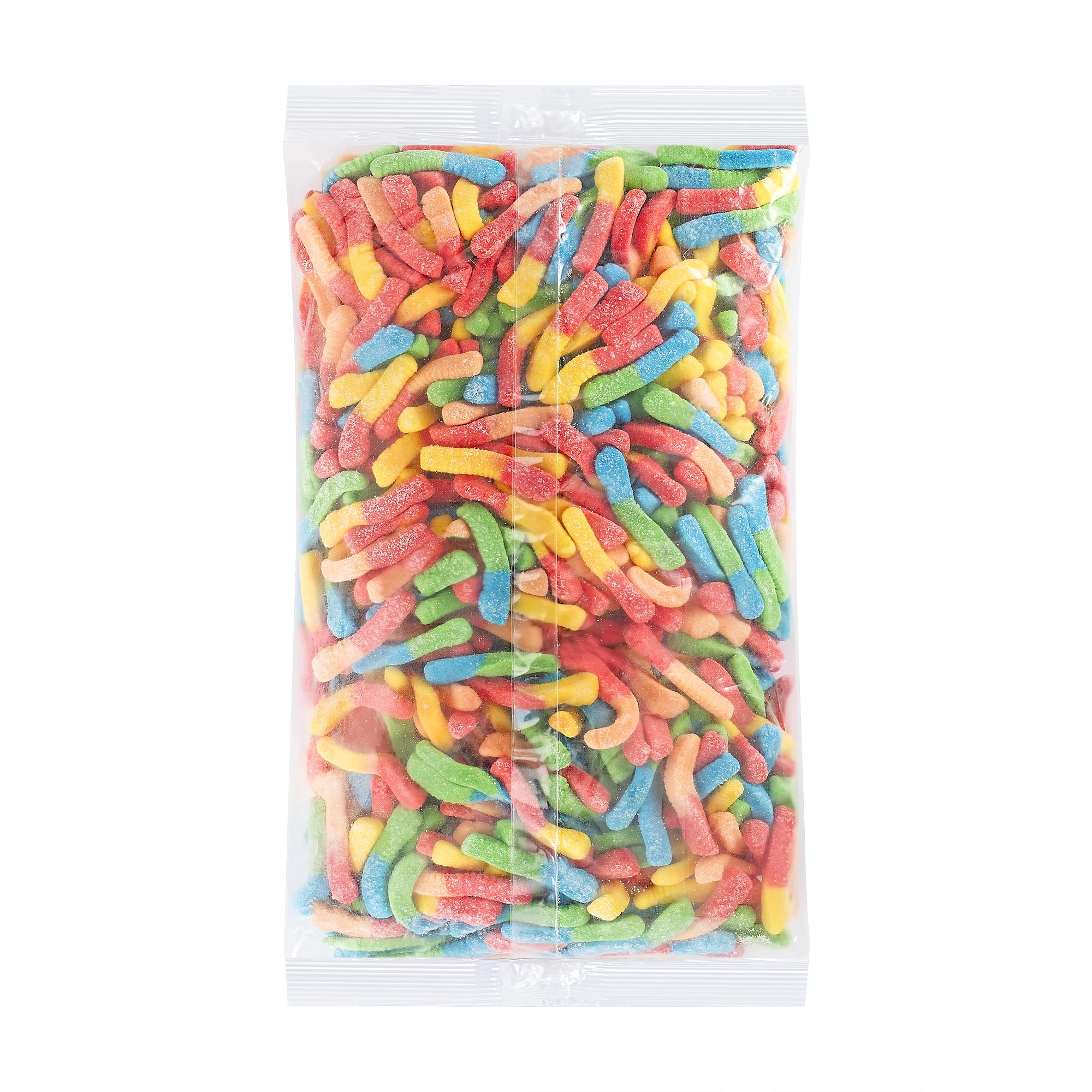 Kervan Bebeto neon worm gummies displayed at a party table.