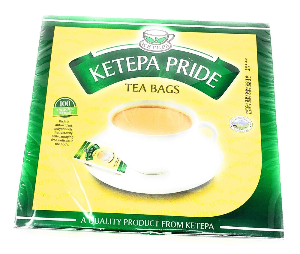 Ketepa Pride sealed tea bags packaging showcasing freshness and pesticide-free harvest.