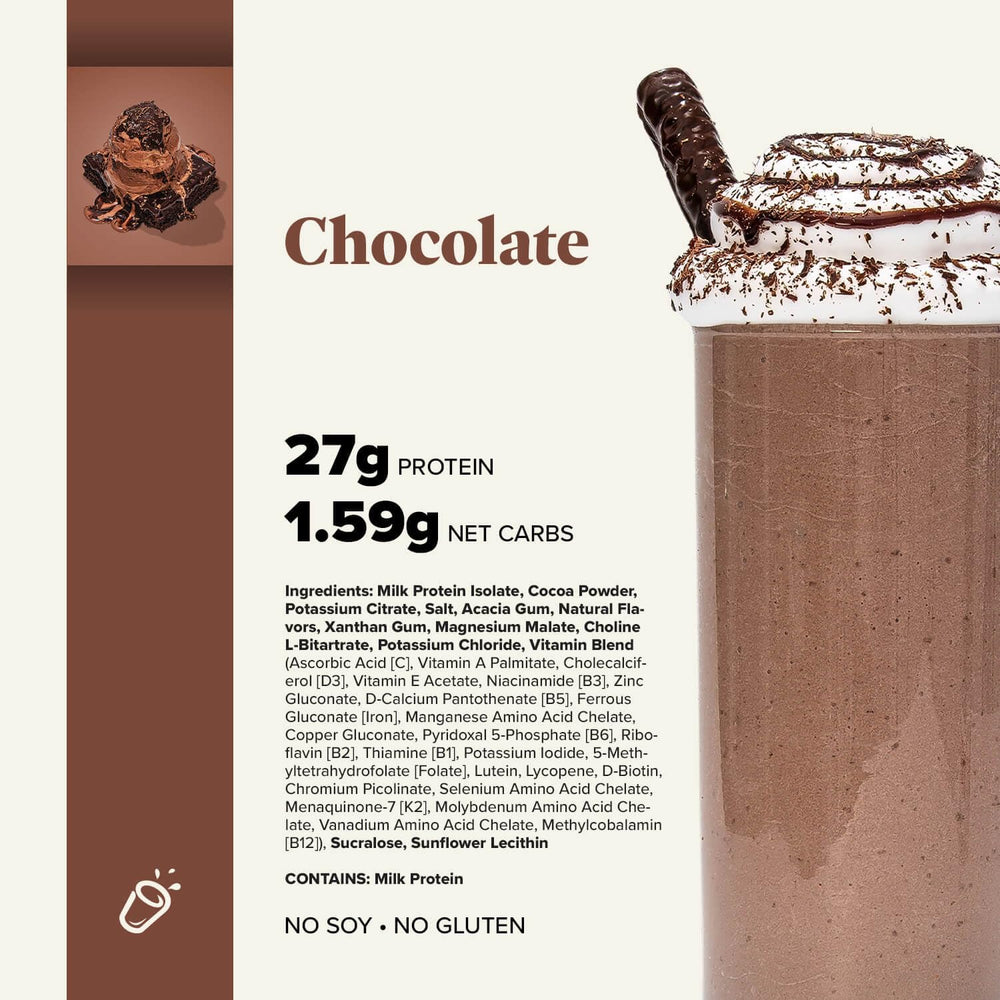 Keto Chow Chocolate shaker-mix demonstrates ready-to-drink texture.