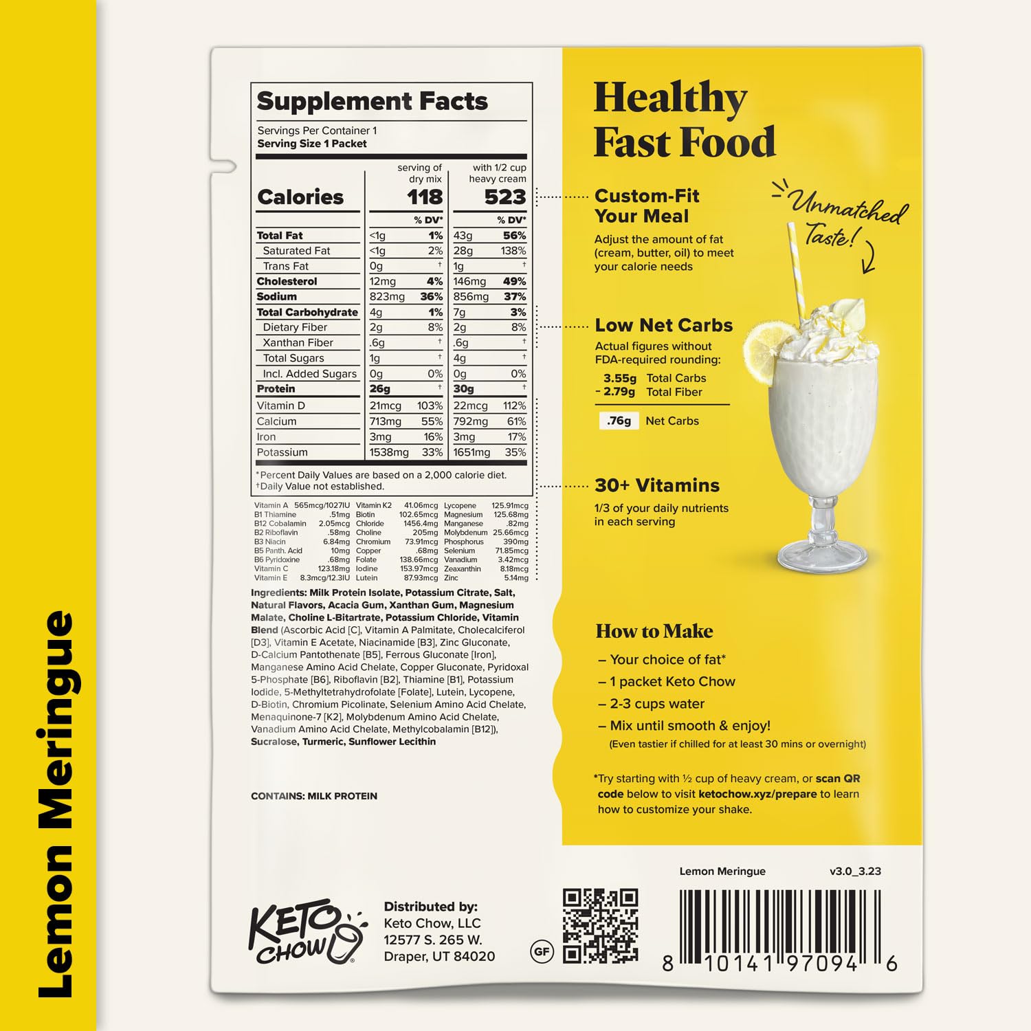 Keto Chow Lemon Meringue fast-mixer in action for speedy shakes.