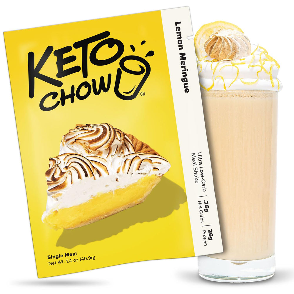 Keto Chow Lemon Meringue powder pack for easy keto meal replacement.