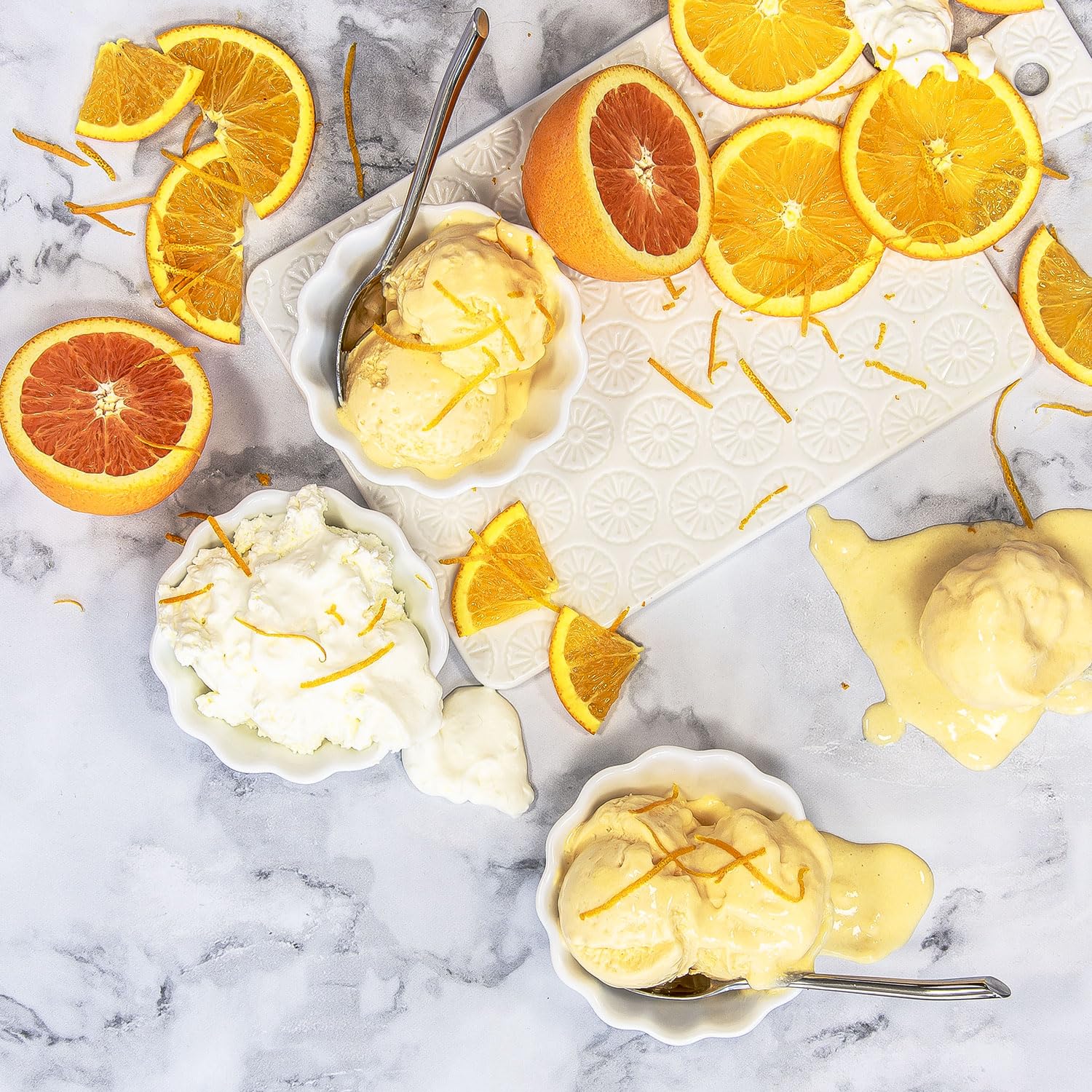 Creamy texture close up of Keto Chow Orange Cream shake.