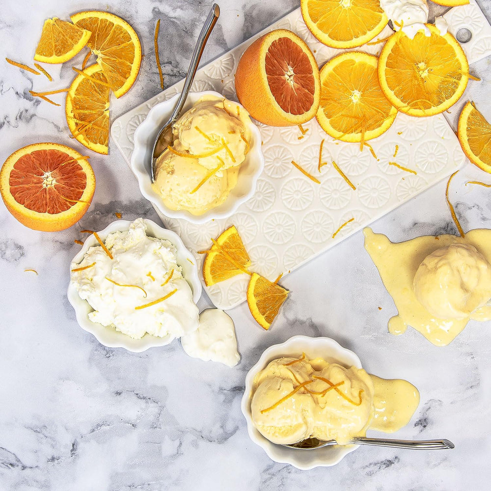 Creamy texture close up of Keto Chow Orange Cream shake.