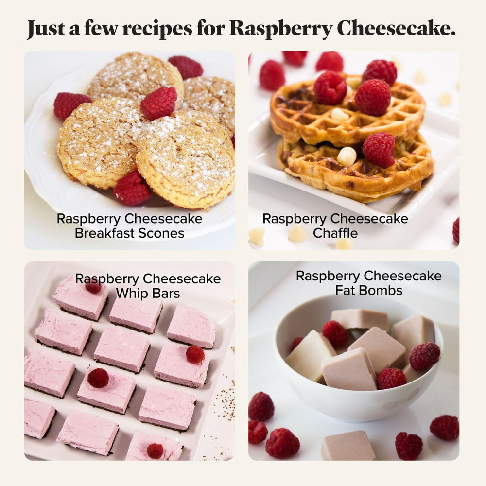 Keto Chow Raspberry Cheesecake tub stored in fridge flavors deepen over time