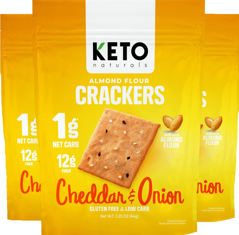 Keto Naturals Keto Crackers packaging showcases gluten free keto snack option