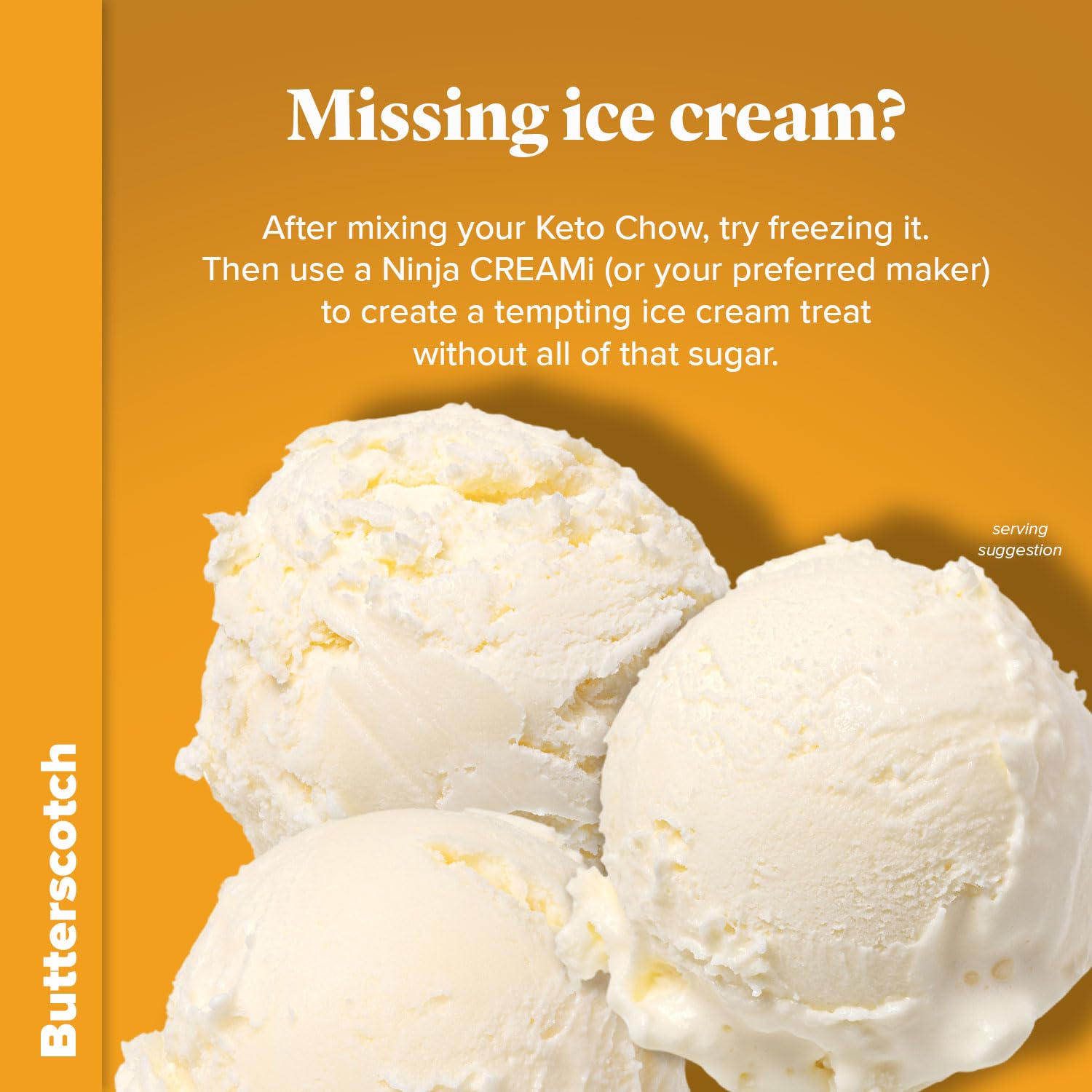 Keto Chow Butterscotch ingredients and nutrition label for keto tracking.