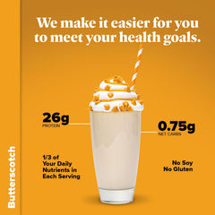 Keto Chow Butterscotch shake served in a glass with a creamy texture.