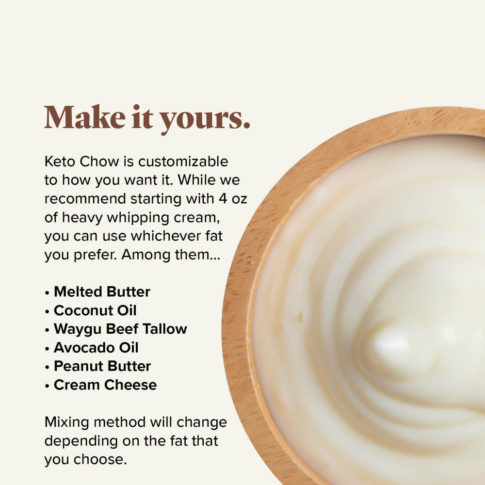 Keto Chow Chocolate ingredient bag—easy stocking for consistent keto meal planning