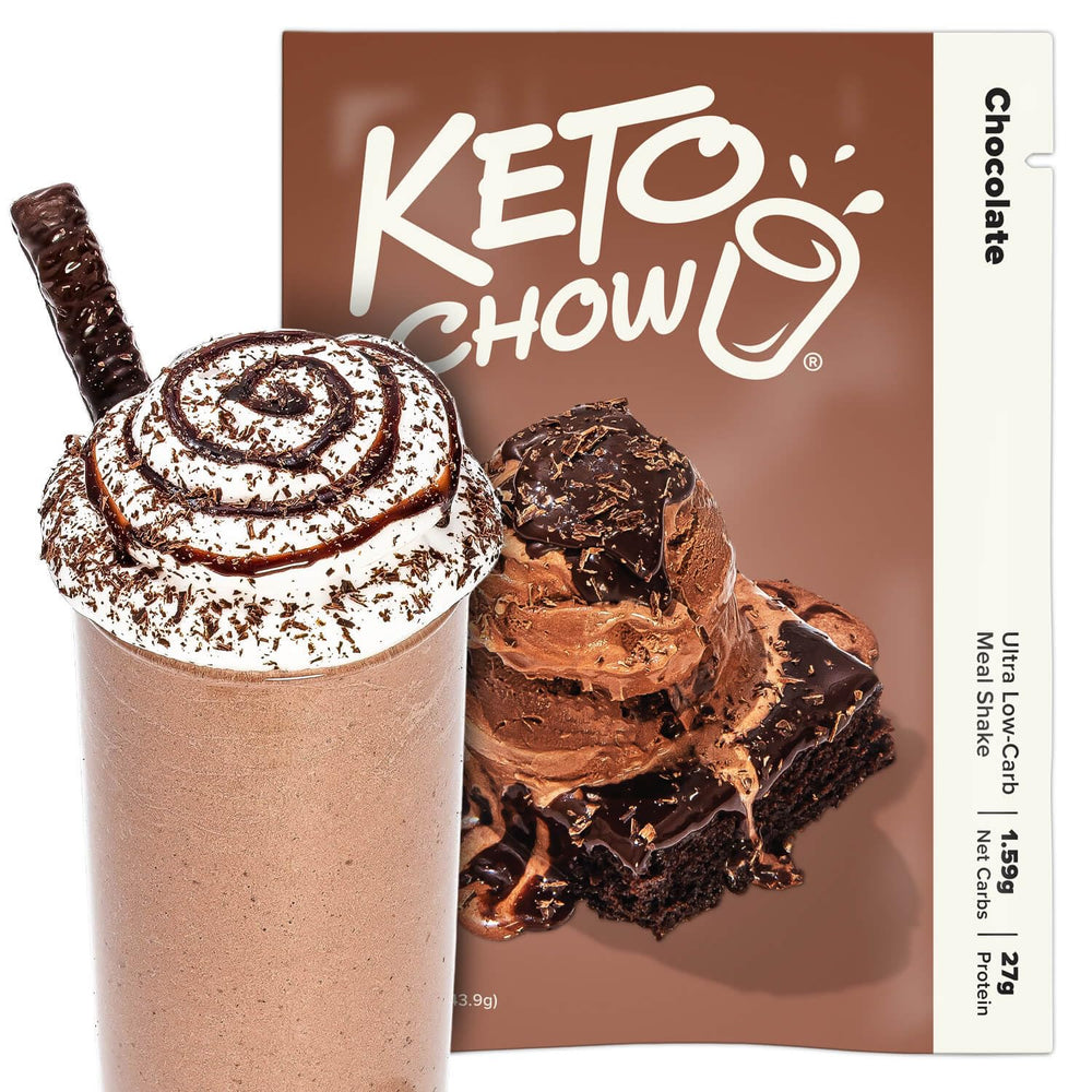 Keto Chow Chocolate jar—premium shake powder ready for keto meals and easy prep