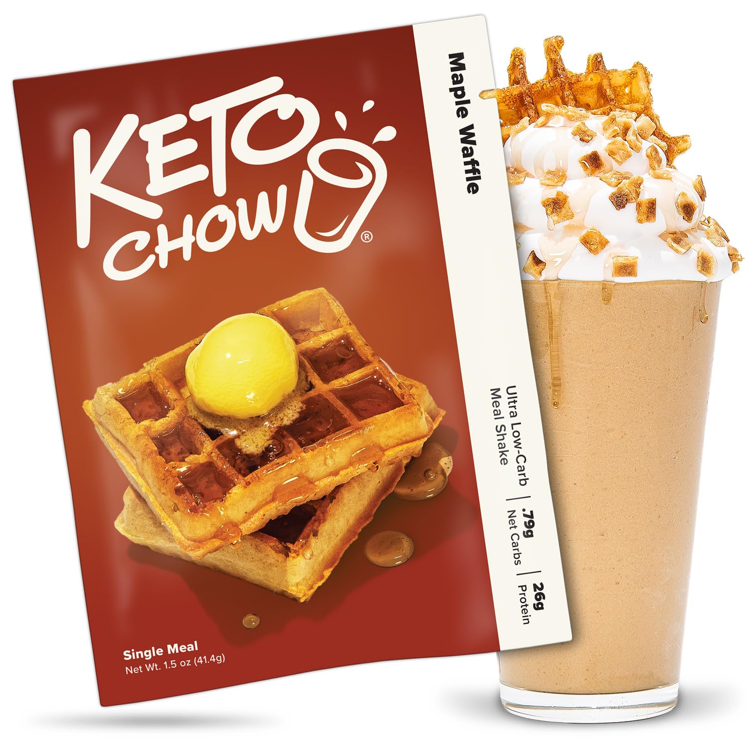 Keto Chow Maple Waffle bottle pour for quick keto fuel