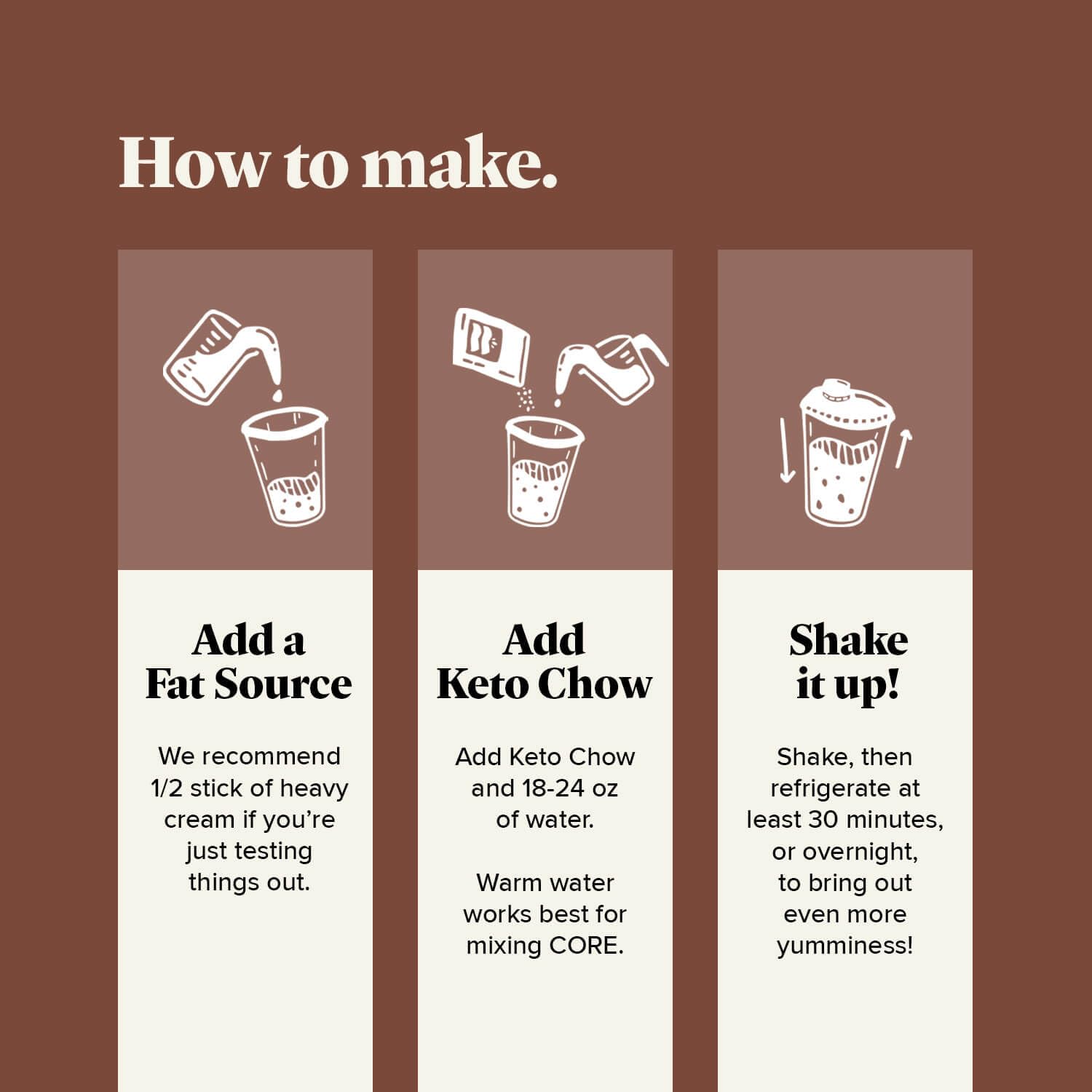Ketochow shake being poured to illustrate convenient serving option