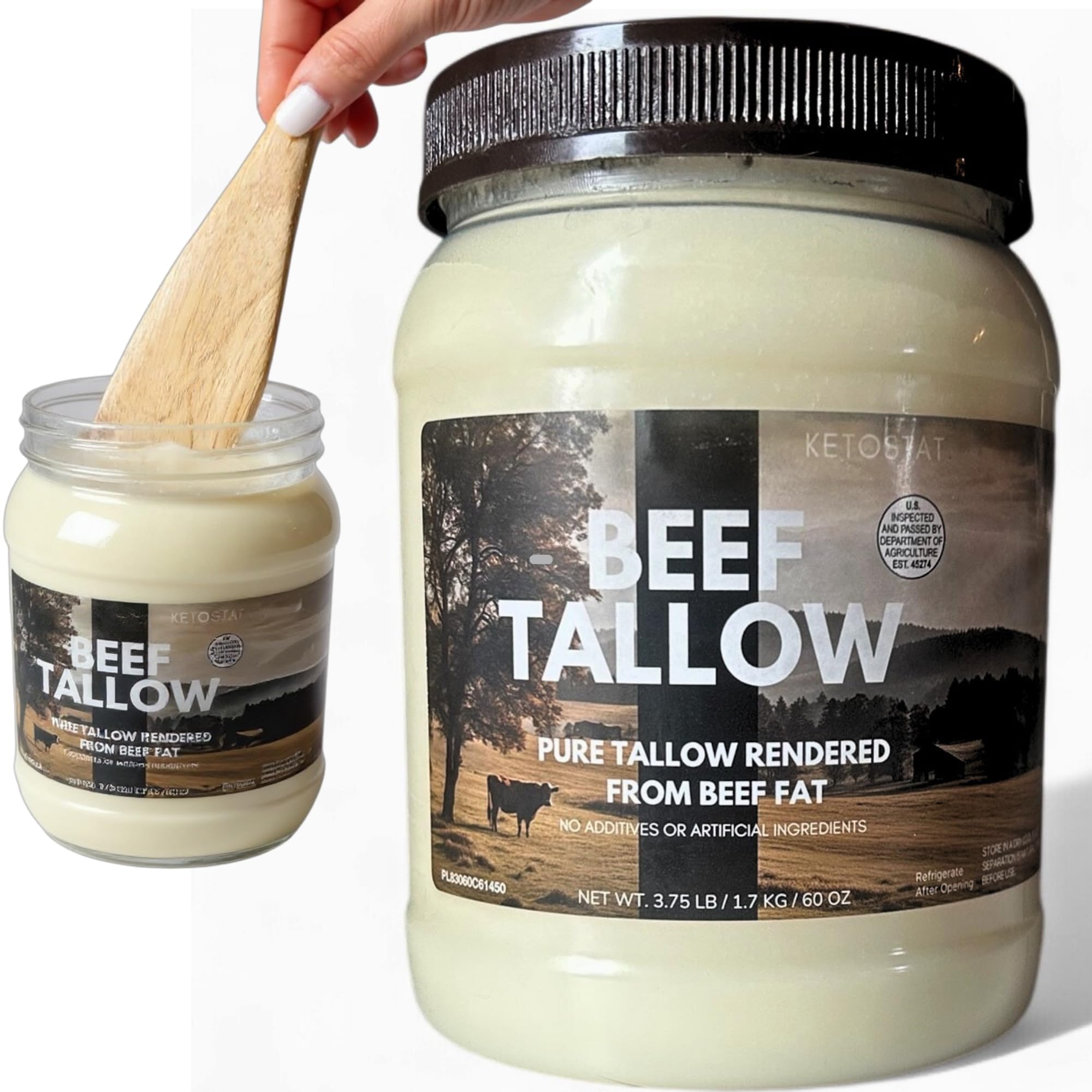 Ketostat beef tallow 3.75 lb pack ready for versatile cooking and long shelf life.