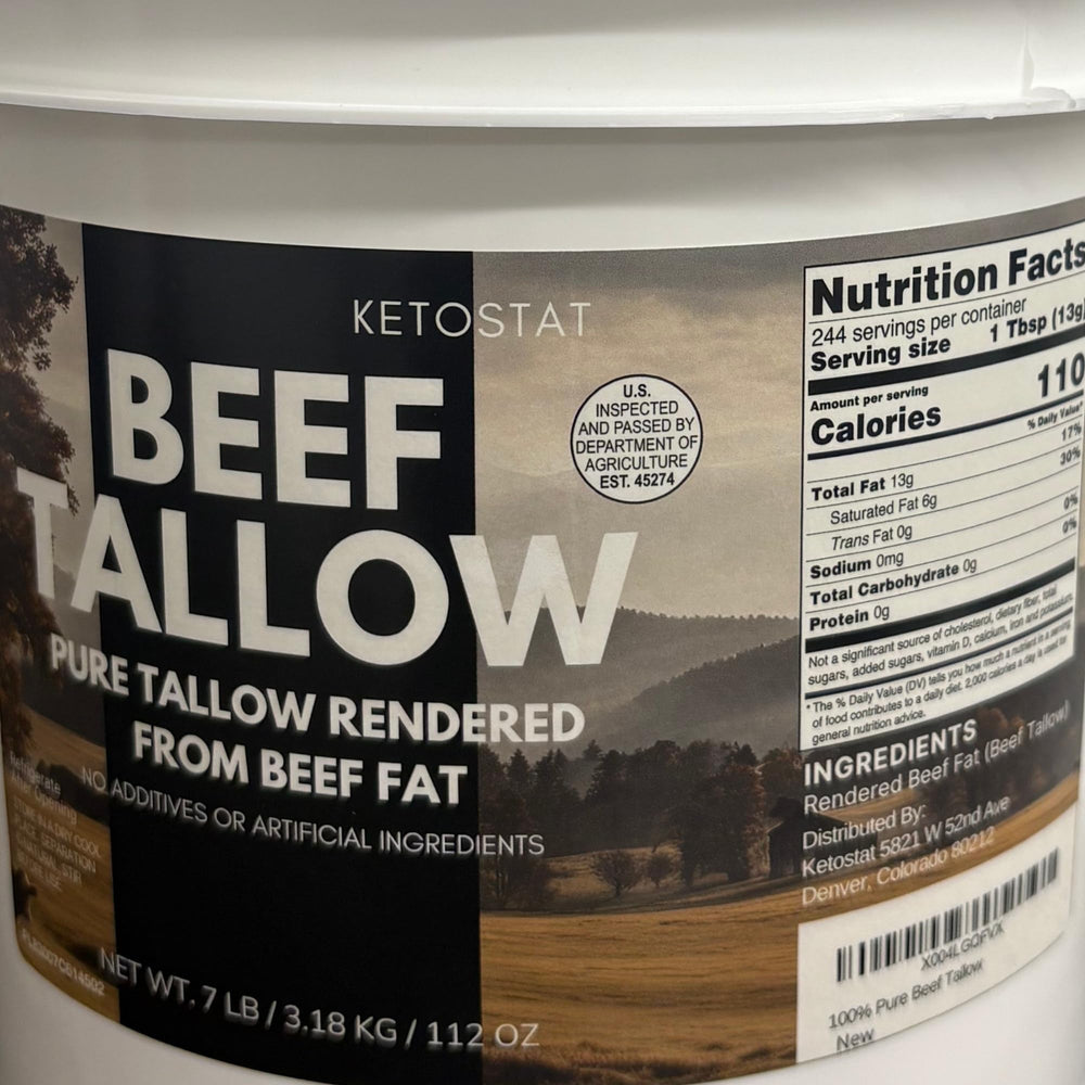 Ketostat beef tallow bulk ingredient ready for batch cooking.