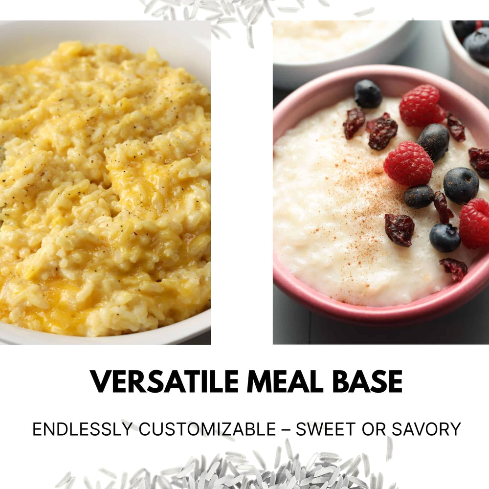 Ketostat Rice Cream ready meal image suggests fast, easy hydration with water or milk.