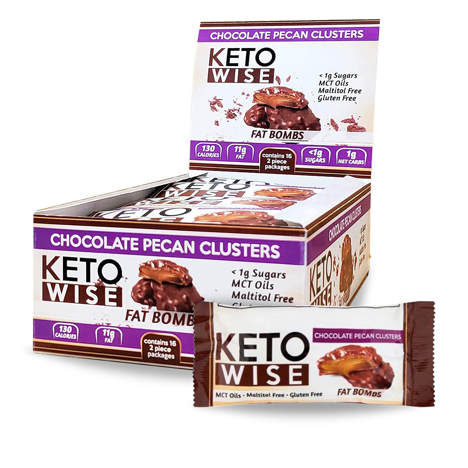 Keto Wise Fat Bombs pack shot: 16-pack convenience for keto-friendly snacking.